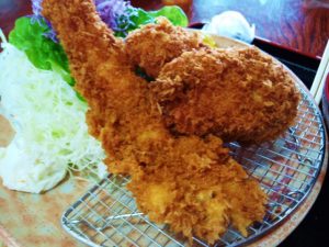銭形寺島店 大エビ牡蠣フライ定食